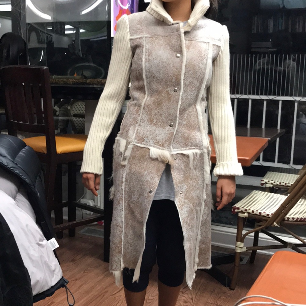 Dolce & Gabbana White Fur Coat Jacket
